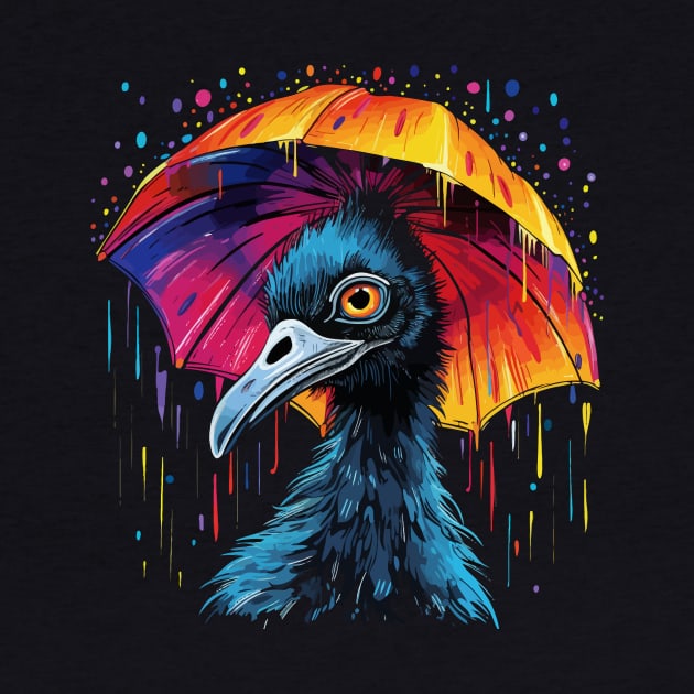 Emu Rainy Day With Umbrella by JH Mart